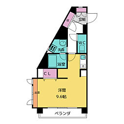 アブレスト原 1Kの間取図画像
