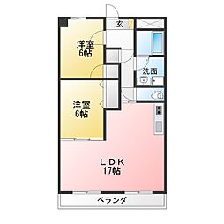 アリエス植田 2LDKの間取図画像