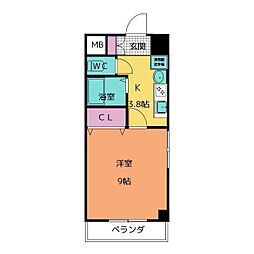 フローラ98 1Kの間取図画像