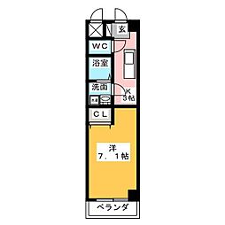 びい10植田 1Kの間取図画像