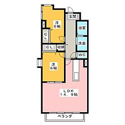メゾン島田 2LDKの間取図画像