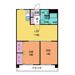 リーブル原 2LDKの間取図画像