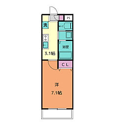 A・Cｉｔｙ一宮三条 3階1Kの間取り