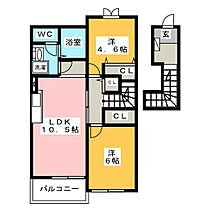 クレセントもえぎＢ棟  ｜ 愛知県一宮市木曽川町玉ノ井字稲荷浦（賃貸アパート2LDK・2階・51.67㎡） その2