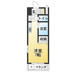 ロワイヤル・モア ワンルームの間取図画像
