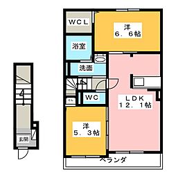 エスポワール剱光寺 2LDKの間取図画像