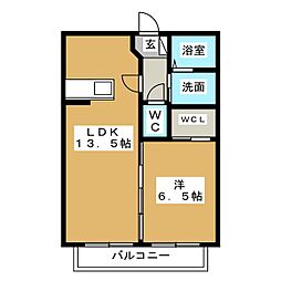 シャンテ末広A 1LDKの間取図画像