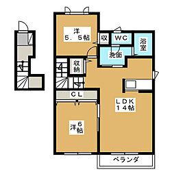 サクラヴィアーレ大浜G棟 2LDKの間取図画像