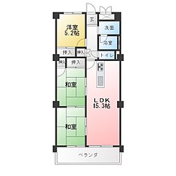 名鉄東一宮ハイツ 4DKの間取図画像