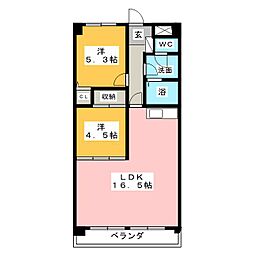 ダイアヒルズ貴船 2LDKの間取図画像