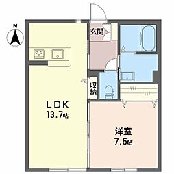 クレアーレ 1LDKの間取図画像