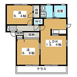 ジョイフルつばさA 2LDKの間取図画像