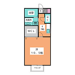 シェソワ21 1Kの間取図画像