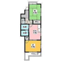 モリスカイビル 2DKの間取図画像