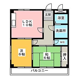 メゾン・ド・フォーレ神山B棟 2LDKの間取図画像