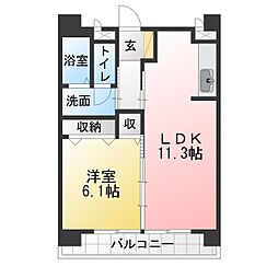 栄サンアイ 1LDKの間取図画像