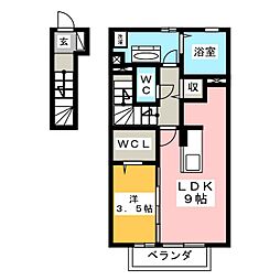 e・Lavie木曽川 1LDKの間取図画像