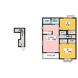 インサイド1 2LDKの間取図画像