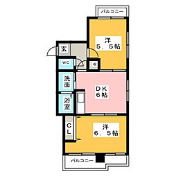 レジデンス川上 2DKの間取図画像