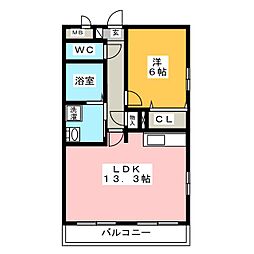 プランドール 1LDKの間取図画像