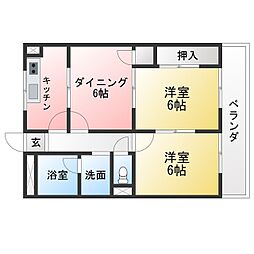 中島コーポラス 2DKの間取図画像