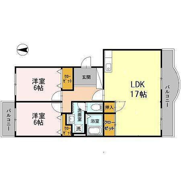 葵マンション ｜愛知県岡崎市薮田２丁目(賃貸マンション2LDK・4階・68.30㎡)の写真 その2