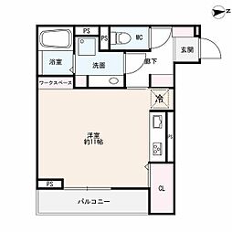 岡崎市久後崎町字堤下アパート ワンルームの間取図画像