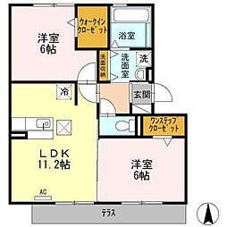 リバーハイツさらさ 2LDKの間取図画像