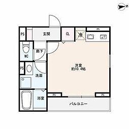 岡崎市久後崎町字堤下アパート ワンルームの間取図画像