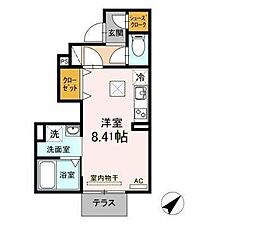 シャンツェ未来 ワンルームの間取図画像