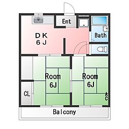 コーポ和幸 2DKの間取図画像