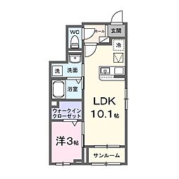 NKU・中田 1LDKの間取図画像