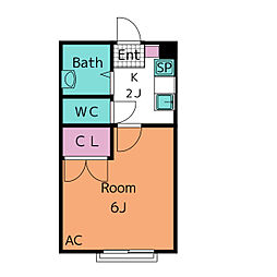 アイリス・M 1Kの間取図画像