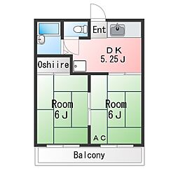 DAYドリームハイツB 2Kの間取図画像