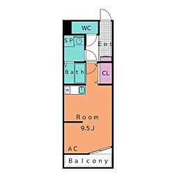 ブラン ワンルームの間取図画像