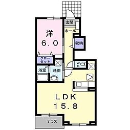 ウェストリバーA 1LDKの間取図画像