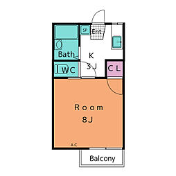 ハミング沖野々A 1Kの間取図画像