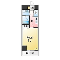 カーサビアンカ東岡崎 1Kの間取図画像