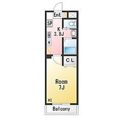 A・City八帖 1Kの間取図画像