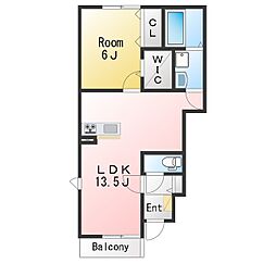 リーブルミネット 1LDKの間取図画像