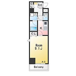 カーサビアンカ東岡崎 1Kの間取図画像