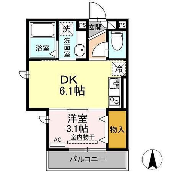 D-room　ｋｕｍｅ ｜愛知県豊橋市大橋通１丁目(賃貸マンション1DK・2階・25.71㎡)の写真 その2