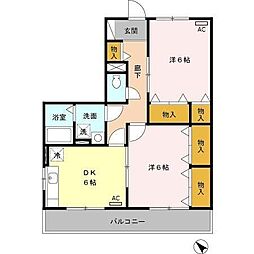 Blanc Village A 2階2DKの間取り