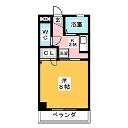 サントラストＢ 3階1Kの間取り