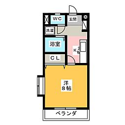 イーストランドマーク2 1Kの間取図画像