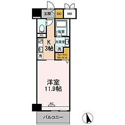 ベルオレイル 1Kの間取図画像