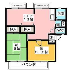 ビーライン牛川通A 2LDKの間取図画像