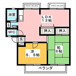 ビーライン牛川通A 2LDKの間取図画像