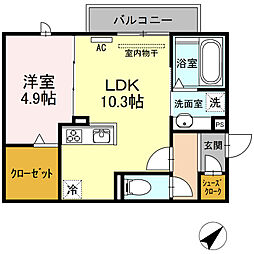 アメニティ橋口 1LDKの間取図画像