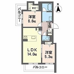 シャーメゾンOlive 2LDKの間取図画像